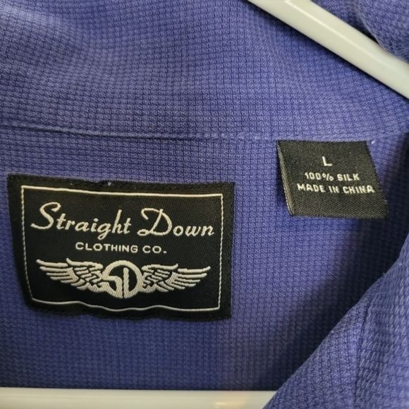 Straight Down Clothing Company Silk Men's Large Button-up SS Shirt - Picture 2 of 5